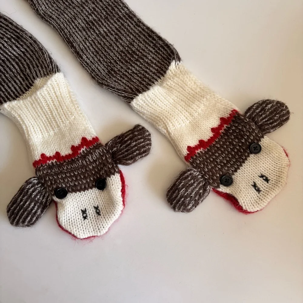 Sock Monkey Mitten Scarf